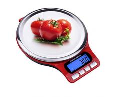 Bomcomi Digitale Küchenwaage Edelstahl Kochen der Nahrung Elektronische Waage LCD-Hintergrundbeleuchtung Display-5kg / 3kg