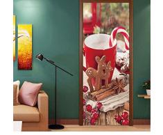 JHLP Türaufkleber für Weihnachtstasse XMS Wandaufkleber PVC selbstklebend Wasserdicht Modern Schlafzimmer Wandaufkleber Wohnzimmer Dekoration