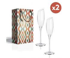 Gracefulhat Sektgläser 180 ml - 2er Set Champagnergläser, Bleifreies Kristallglas Abschrägung Mund Champagnerkelche, das perfekte Schenk zum Hochzeit,Jubiläum,Weihnachten und Jeder Anlass