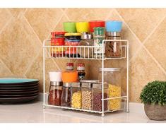 Organiseur De Cuisine, à 2 étages Stand De Porte-Épices Étagère DÉpices Etagère De Stockage Stand De Rangement Pour La Cuisine, Salle De Bain, Comptoir