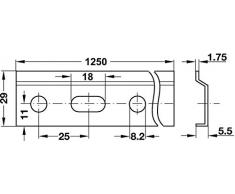 Gedotec Wand-Leiste Stahl Montageschiene Küche Wand-Schiene Oberschrank | Länge 2000 mm | Stahl verzinkt | Schrank-Aufhänger kürzbar für Küchen-Hängeschränke | 1 Stück - Schiene für die Wand-Montage