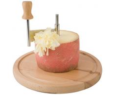 APS Käsehobel mit Abdeckung, Ø 22cm, H: 15cm, Buchenholz, Edelstahl, hobelt hauchzarte Käseröschen von Hartkäsesorten wie z.B. Tête de Moine