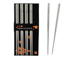 Essstäbchen, Chantwon 5 Paar 10stk Edelstahl Essstäbchen Waschbar für Sushi oder Reis-Gerichte, Wiederverwendbar