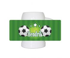 Fußball-Bierkrug mit Namen Hendrik und schönem Motiv mit Fußbällen und grünem Hintergrund für Männer - Fan-Bierkrug personalisiert - Deutschland-Krug - Bierhumpen