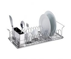 Mondex INX302–00 Geschirr-Abtropfgitter Design klein Metall verchromt 39 x 12 x 22,5 cm
