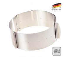 Tortenring – Zauberhafte Tortenkreationen für alle Anlässe – Edelstahl Tortenring verstellbar und fixierbar mit Klammern – 8,5cm hoch – Made in Germany