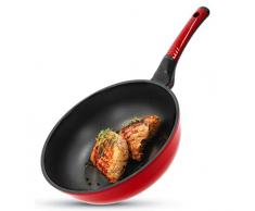 OURSSON Wok Pfanne, Antihaft-Diamant, Rot, 28 cm - Geeignet für alle Herde: Gas, Elektro und Induktion, PW2800D/RD