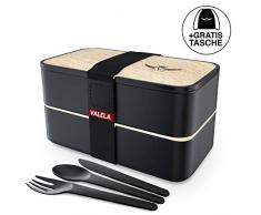 VALELA Lunchbox -Praktische Bento Box für den Transport von Mahlzeiten - Design Brotdose für die Schule und Arbeit für Kinder & Erwachsene - 3 teiligem Besteck+ E-Book