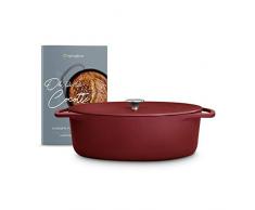 Cocotte mit Deckel, Gusseisen Bräter, Schmortopf, Induktion, Backofengeeignet, Clara - Ruby Earth, oval, 33cm, 6,5l