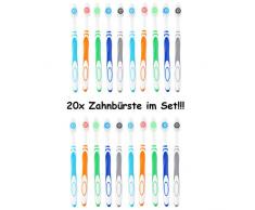 1a-becker 20er Pack Zahnbürsten Mittel Zahnpflege Zähne Reise Hand Zahnbürste bunt im Set
