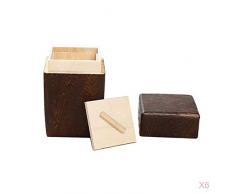 LOVIVER 6X Tragbare Hölzerne Tee Aufbewahrungsbox Handgemachte Natürliche Teeglas