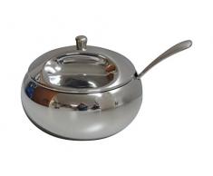 ASSHEUER & POTT 640 Zuckerdose aus Edelstahl 18/10, mit Deckel und Löffel