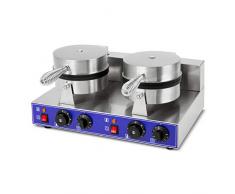 vertes Gastronomie Doppel Waffeleisen Waffelmaschine belgische Brüsseler Waffeln Edelstahl (2000 Watt, 2x Timer Funktion, 0-350°C Temperatur regelbar)