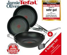 Tefal B35720 Jamie Oliver Pfannenset 4-TLG, Pfanne 24 und 28 cm, Wokpfanne Wok 30cm Induktionsgeeignet Antihaftbeschichtung, Bratpfannen Pfanne + Pfannenwender