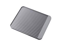 XUNMAIFBO Gericht Abtropfmatte, kompakte Spülbeckenmatte aus Silikon für die Ablage von Besteck und Geschirr Extra große Silikon Geschirr-Abtropfmatte Rinnenboard, Gray
