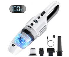 FYLINA Handstaubsauger Akku Handstaubsauger Kabellos 7500 PA/120W Saug LCD-Batterieanzeige 2500mAh Li-Ionen Akku Handstaubsauger Beutellos für Auto Haus Büro