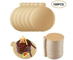 Mini-Kuchenunterlagen, 100 Stück, goldene Mousse, Kuchenplatten, Pappteller, Dessertbrett, Fett für Hochzeit, Geburtstag rund