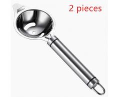 Eidottertrenner,Eierseparator Langen Griff, Das Beste Küchenwerkzeug für die Herstellung von Eiprodukten,Edelstahl,Spülmaschinenfreundlich, 2 Stücke,21.8×7cm