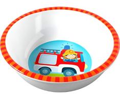 HABA 303693 - Schüssel Feuerwehr, rutschfeste Kinderschüssel aus Melamin mit Feuerwehr-Motiv, spülmaschinengeeignet