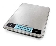 Soehnle Page Profi 200, digitale Küchenwaage, silber, Gewicht bis zu 15 kg (1-g-genau), Haushaltswaage mit patentierter Sensor-Touch-Funktion, elektronische Waage inkl. Batterien