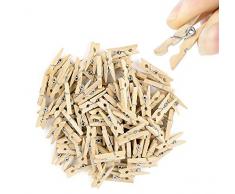 TK Gruppe Timo Klingler 100x Miniklammern - Größe 25 mm Mini Klammer Wäscheklammern Holzklammer aus echten Holz (100x)