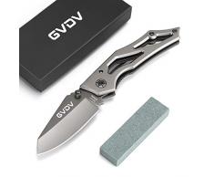 GVDV Klappmesser 7Cr17 mit Spitzer - Jagdmesser für Camping im Freien, Clip, Liner Lock, Sicherheitsgurtschneider, Scheibenbrecher