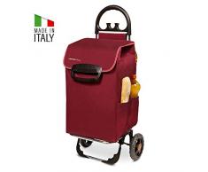 Einkaufstrolley XL Himy Einkaufsroller in bordeaux rot 78L - Shopping Cart leise Gummi Räder bis 50kg inkl. Außentaschen