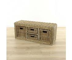 Rattanbank Rattanbox Sitzbank Bank wäschebank Rattan Grau Braun 4x Schublade
