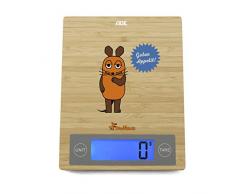 Die Sendung mit der Maus - Küchenwaage Edition Retro 71 (Digitale Waage für Küche und Haushalt, Wiegefläche aus Bambus, grammgenau bis 5 kg)
