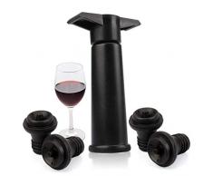 JVSISM Wein Vakuumpumpe mit 4 Stopfen - Weinverschluss Fuer Lange Haltbarkeit schwarz