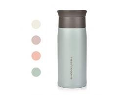 CCKOLE Thermobecher 304 Edelstahl Isolierbecher, Kaffee to go Becher Auslaufsicher, Travel Mug Mattierte Oberfläche, Autobecher Große Kapazität mit Faltbar Langen Griff Schwamm Bürste (Blau, 350ML)