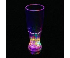 LED-Highlights Glas Becher Weizenglas 650 ml LED Rgb bunt oder blinkend Batterie wechselbar Bar Kunststoff Trinkglas beleuchtet