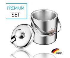 SilverRack Eiswürfelbehälter aus Edelstahl mit Zange u. Deckel (1,3l) - Eisbehälter für Eiswürfel u. Früchte ideal für Party u. Hochzeit - Eiskübel, Eiseimer Ice Bucket EIS Behälter