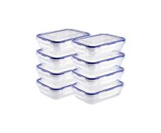 Grizzly Frischhaltedosen Set Rechteckig flach 8 x 975 ml Vorratsdosen mit Deckel 100% Luft-und Wasserdicht