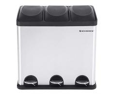 SONGMICS Mülleimer, Abfalleimer, groß und geruchsdicht, 54 L Abfallbehälter, Mülltrennsystem mit Inneneimer, Treteimer aus Edelstahl, silbern LTB54L