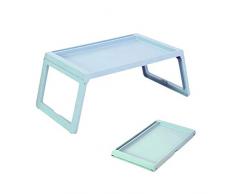 YYYUR Frühstück Nachttisch, Faltbare Schreibtisch-Computer-Laptop-Standplatz, bewegliches Serviertablett, faltbar Frühstückstisch mit Kabelbaum Eröffnung,Blau