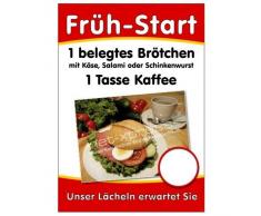 Angebotsplakat belegtes Brötchen und Tasse Kaffee A1, Werbeplakat Plakat