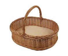 Weidentablett mit Henkel ca. 53x38x17 cm Oval Braun Tablettkorb Korbtablett Serviertablett Handarbeit Holz Küche Garten Weide (Braun - Oval)