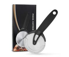 FUKTSYSM Pizzaschneider - New Edelstahl Pizzaschneider, Pizzarad - Pizza Cutter aus Edelstahl Räder und Silikon Griff, Mit Fingerschutz, Unterstützung für die Reinigung der Spülmaschine