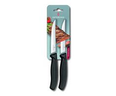 Victorinox Swiss Classic 2er Set Steakmesser Gourmet mit Wellenschliff, 12 cm, Klingenschutz, Spülmaschinengeeignet, schwarz