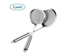 Schaumlöffel,AIEVE 2 Stück Edelstahl Löffel Filter Set Küche Werkzeug Zubehör