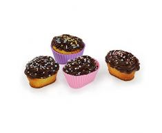 10er SET Silikonform, Backform, oval, Ideal für Muffins, Törtchen, Cupcake, Brownies, Gelee, Pudding, Wackelpudding, Eiswürfel, Konfekt, Backförmchen, Kuchen, Backform mit vier verschieden Farben (hellblau, grün, violett, rosa) – Marke Ganzoo