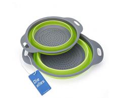 Faltbarer Seiher, Diealles 2 Stück Faltbare Abtropfsieb Silikon Faltbarer Nudelsieb Faltbar Silikon Filter Gemüse Frucht Korb Für Küchenzubehör Set (Grün)