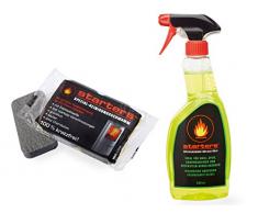 STARTERS Ofen-Reinigungsset: Spezialreiniger (500ml) und 1 Doppelpack Profi- Kaminscheiben-Reinigungsschwämme von starters®