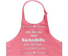 Wandkings Kinderschürze mit Schriftzug Ich bin die neue Küchenhilfe. Jeder Zeit bereit ... den Kochlöffel ab zu lecken. - Kinder-Kochschürze - in 3 verschiedenen Farben erhältlich - PINK
