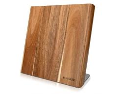 Navaris Messerhalter magnetisch Messerbrett aus Akazie - Magnet Messerblock Holz Magnethalter - Magnet-Messerblock Messer Halterung unbestückt braun