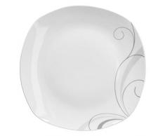 Van Well XL-Buffetplatte Portofino 285x285 mm | quadratischer Servier-Teller | Essteller groß | edles Dekor grau | Porzellan-Geschirr | Gastronomie
