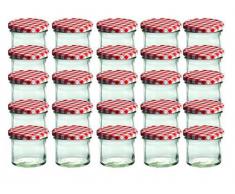 CapCro 25er Set Sturzglas 125 ml Marmeladenglas Einmachglas Einweckglas to 66 rot Karierter Deckel