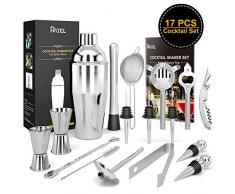 17 Stück Cocktail Set + 1 Cocktailbuch, RATEL Edelstahl Cocktail Mixing Shaker Set, Professionelles Barzubehör Werkzeug Party Essential cocktailshaker Mit 750ml Cocktail Shaker, Sieb, Cocktailbuch Usw