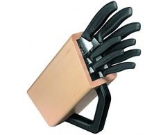 Victorinox Swiss Classic 8-tlg. Messerblock bestückt, Steak-, Gemüse-, Tomaten-, Tranchier-, Santoku-, Brotmesser, Holz